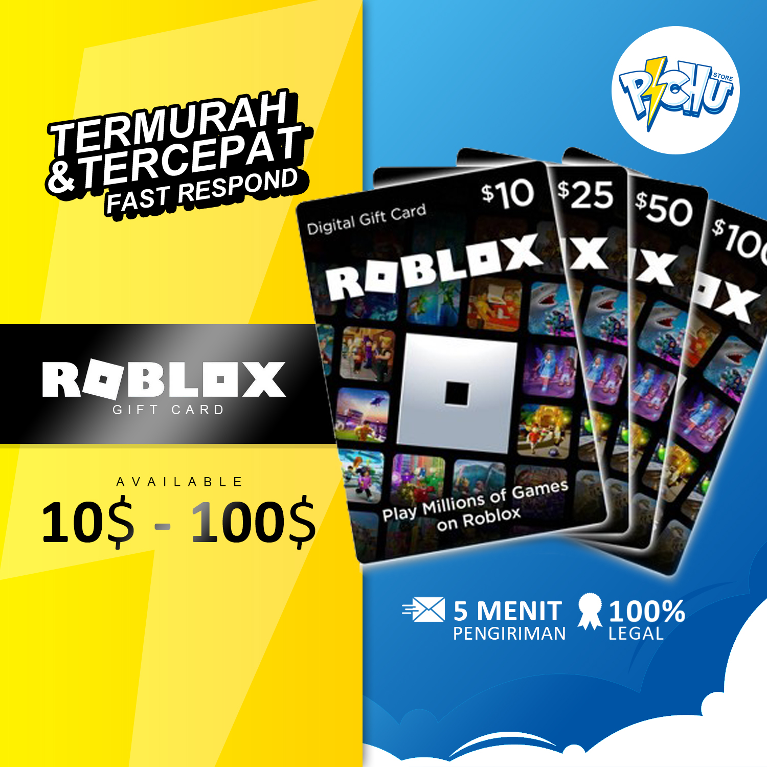 Jual Gift Card Roblox USD $25 - 2200 Robux Roblox PichuStore | VCGamers