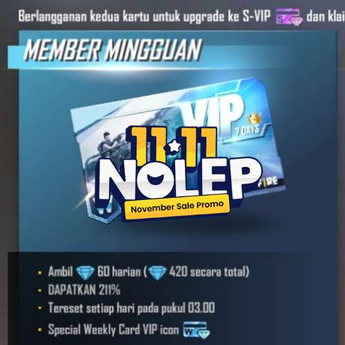 Jual Membership Mingguan + 50 Diamond Free Fire Ohayyo Gamers | VCGamers