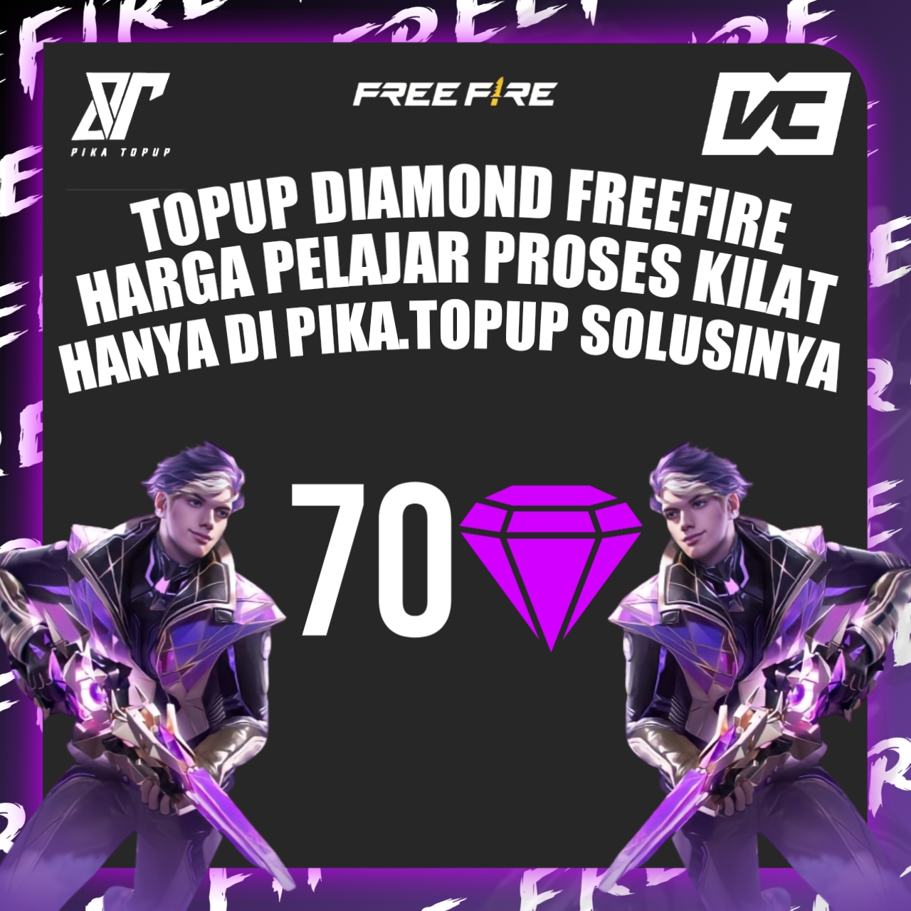 Jual 70 Diamonds Free Fire PIKA.TOPUP | VCGamers