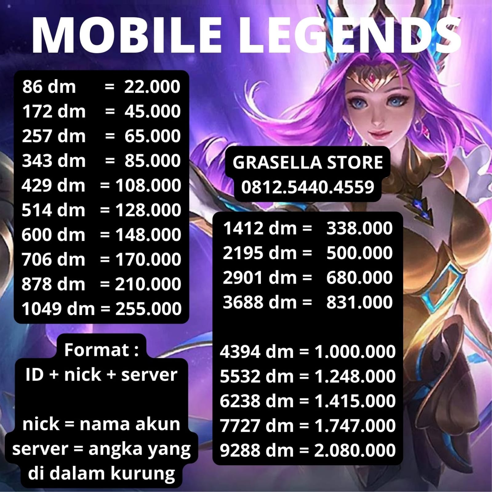 Jual 429 Diamond Mobile Legends GRASELLA STORE | VCGamers