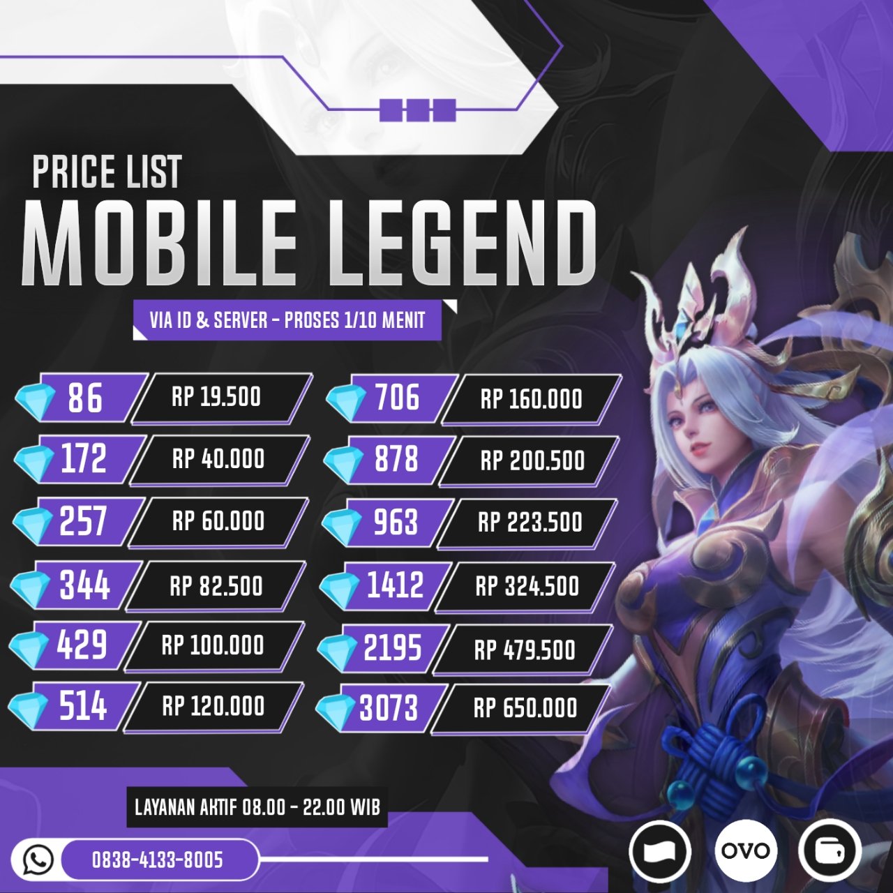 Jual 86 Mobile Legends Zayn Store | VCGamers