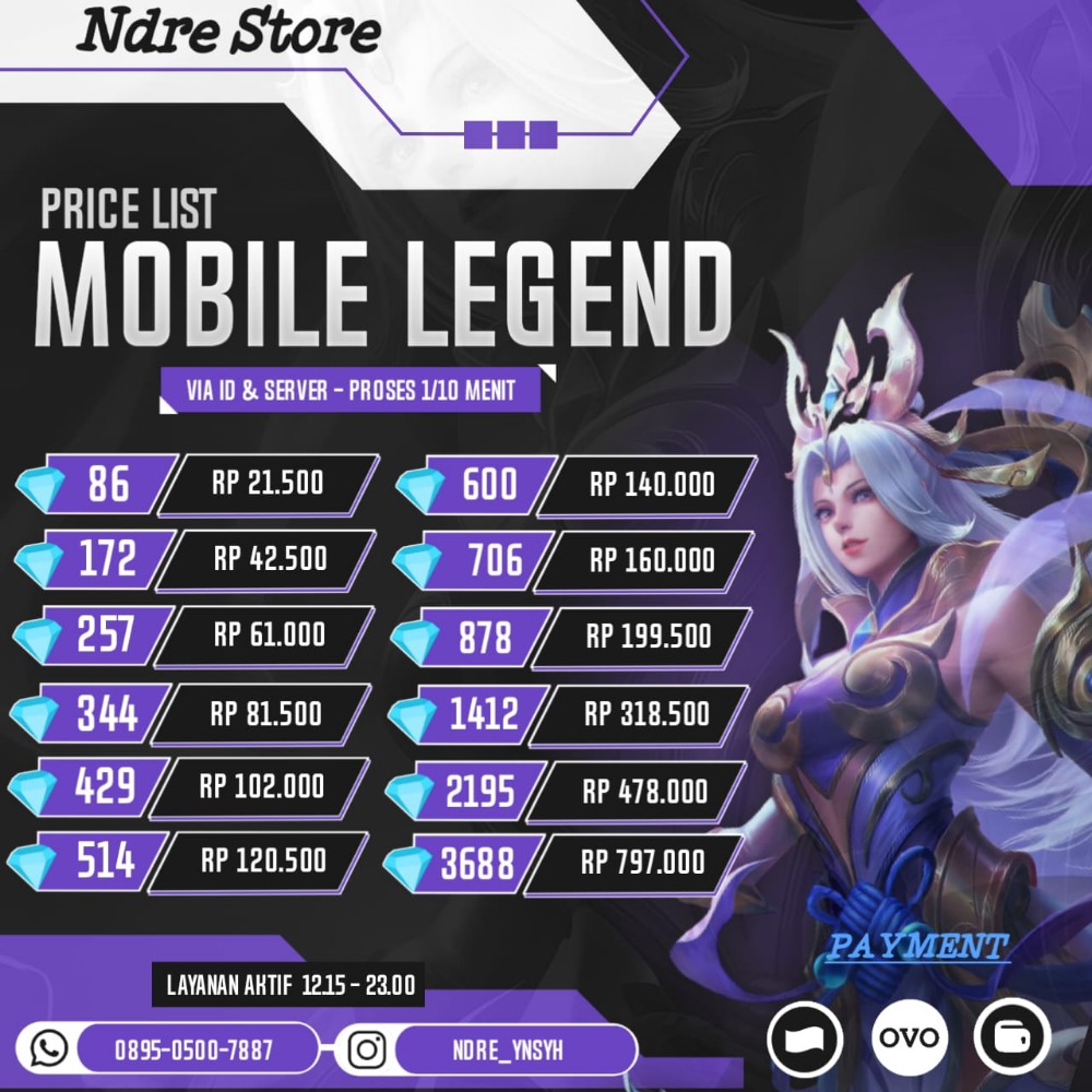 Jual 257 Diamond Mlbb Mobile Legends Ndre Store | VCGamers