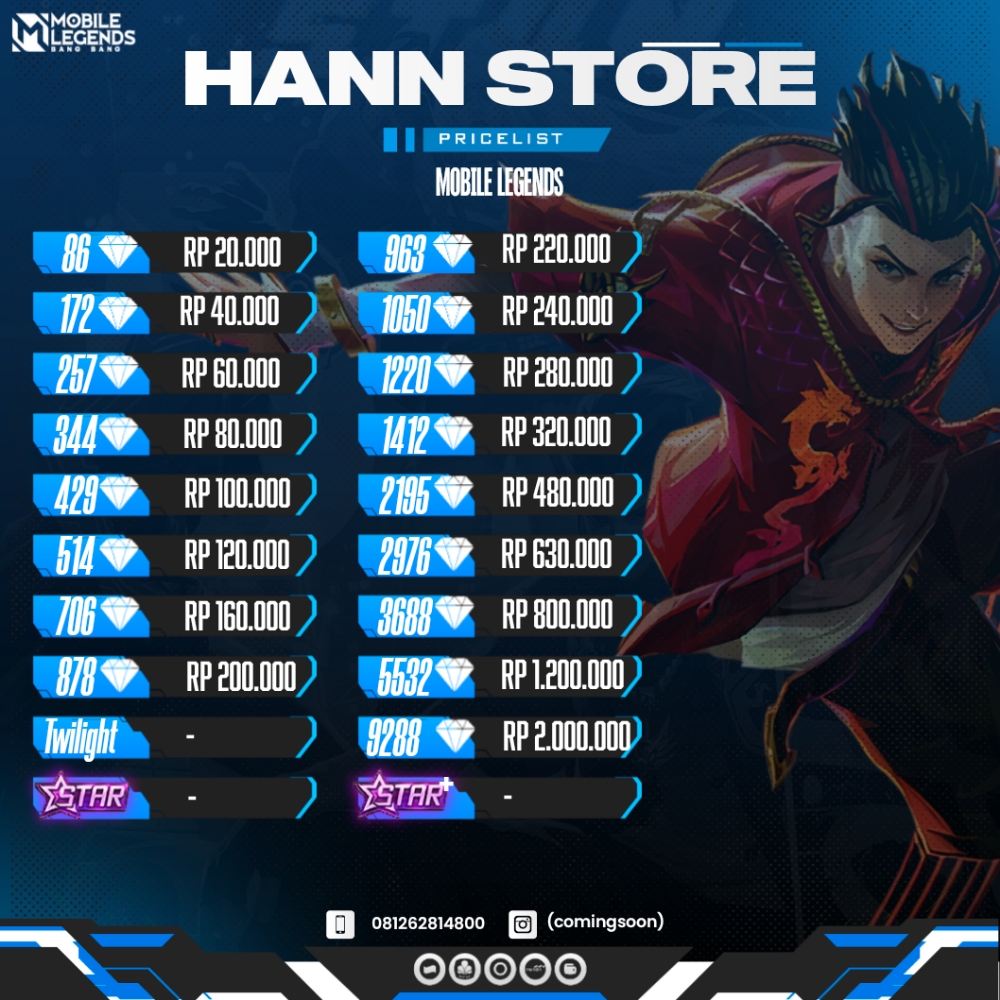 Jual 86 Diamonds Mobile Legends Hann Store | VCGamers