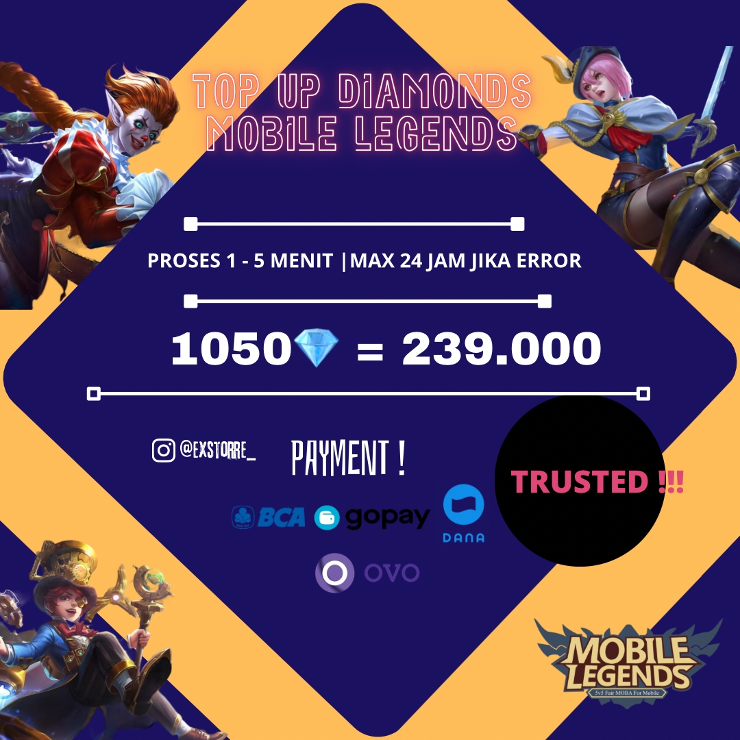 Jual 1050 Diamonds Mobile Legends ExStoree | VCGamers