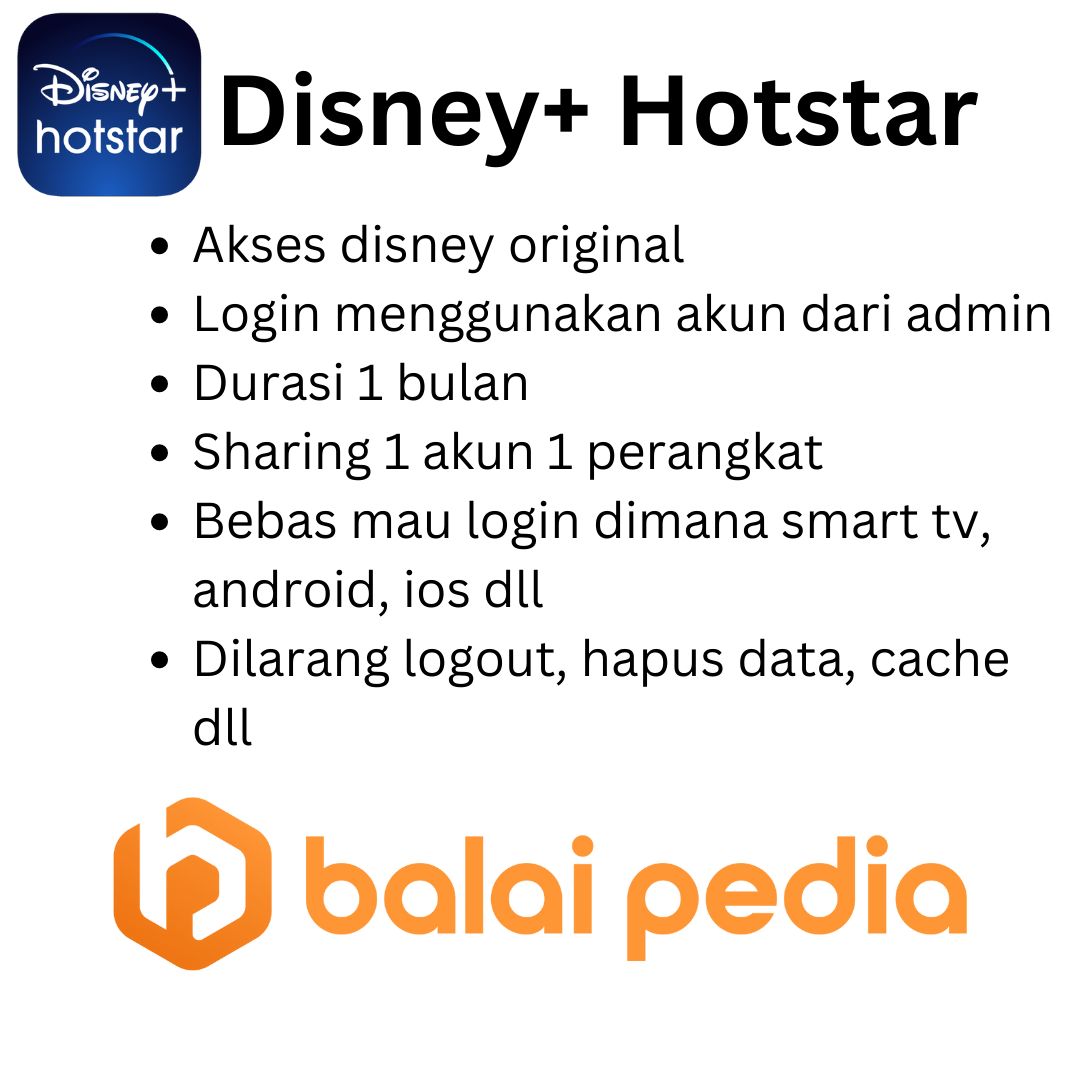 Jual Sharing 1 Bulan - Disney Hotstar Disney+ Hotstar Balai Pedia | VCGamers