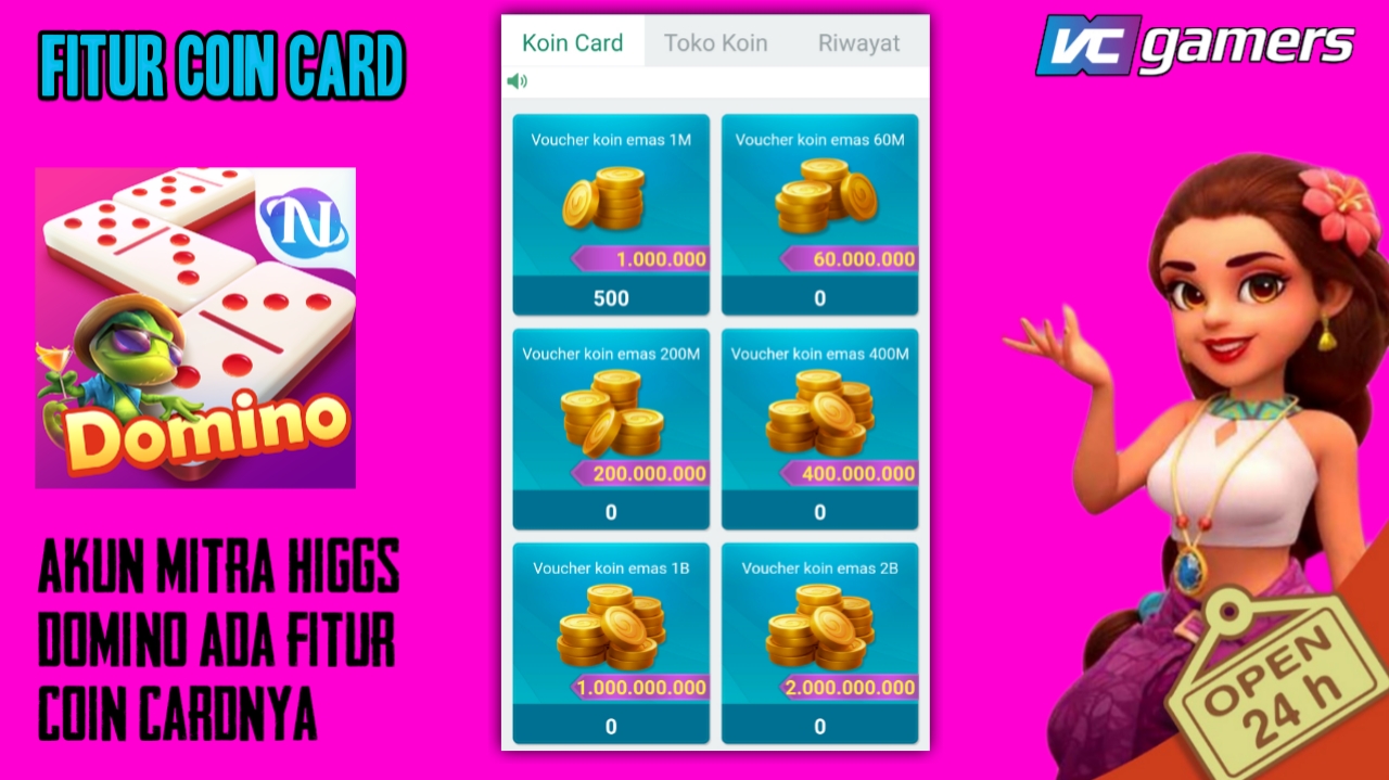 Jual Akun mitra higgs domino (coin card) Higgs Games Island DAENG BOSS STORE | VCGamers