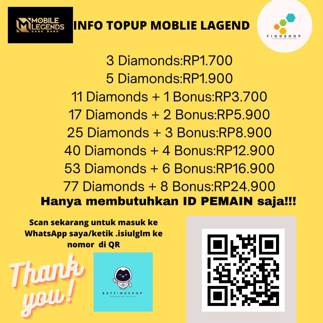 Jual 28 Diamonds Mobile Legends Finoshop | VCGamers