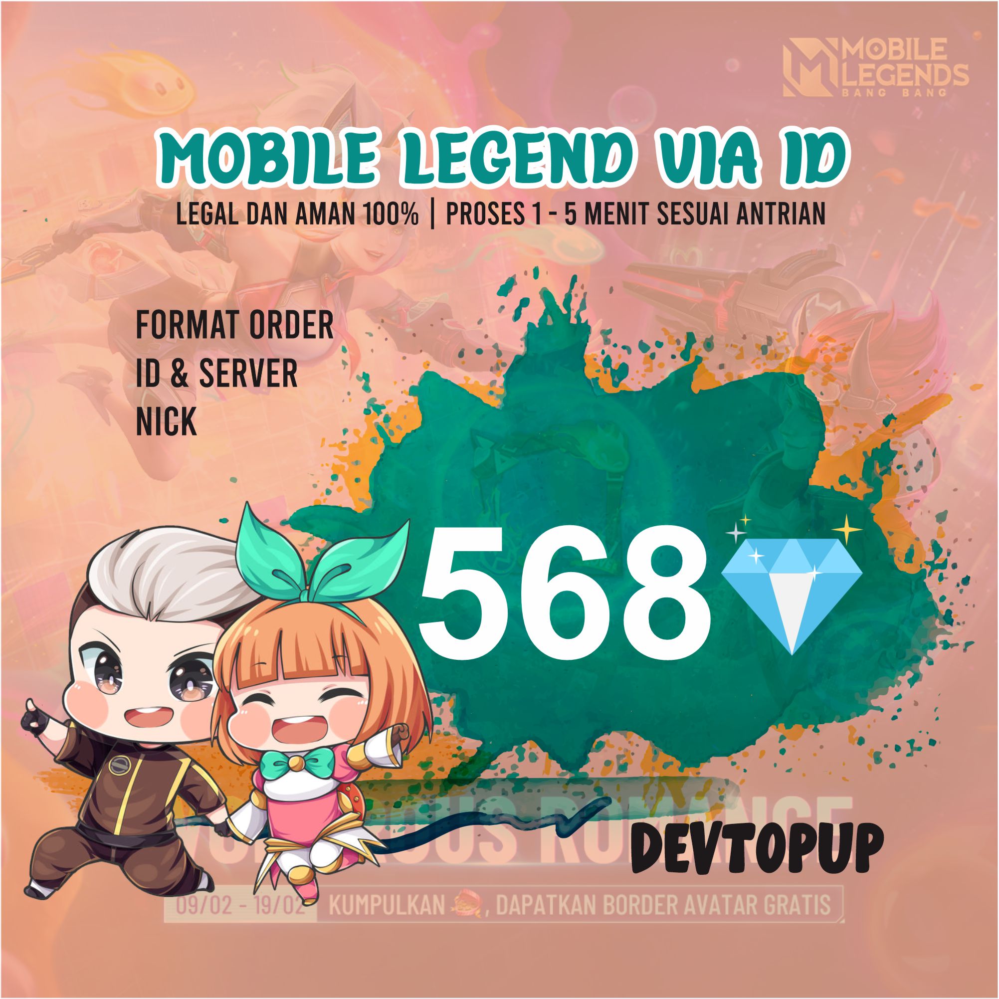 Jual 568 Diamonds Mobile Legends devtopup | VCGamers