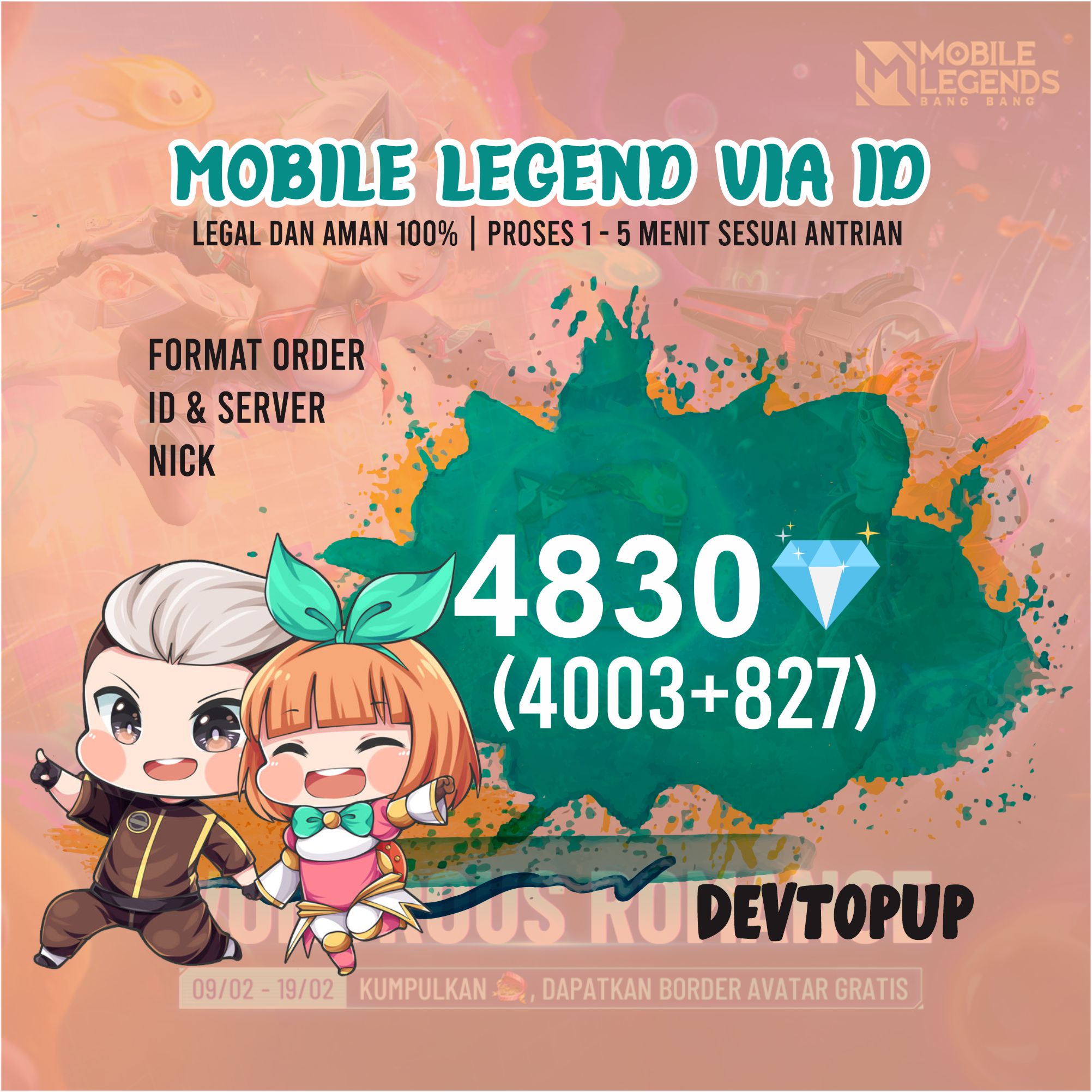 Jual 4830 Diamonds  Mobile Legends devtopup | VCGamers