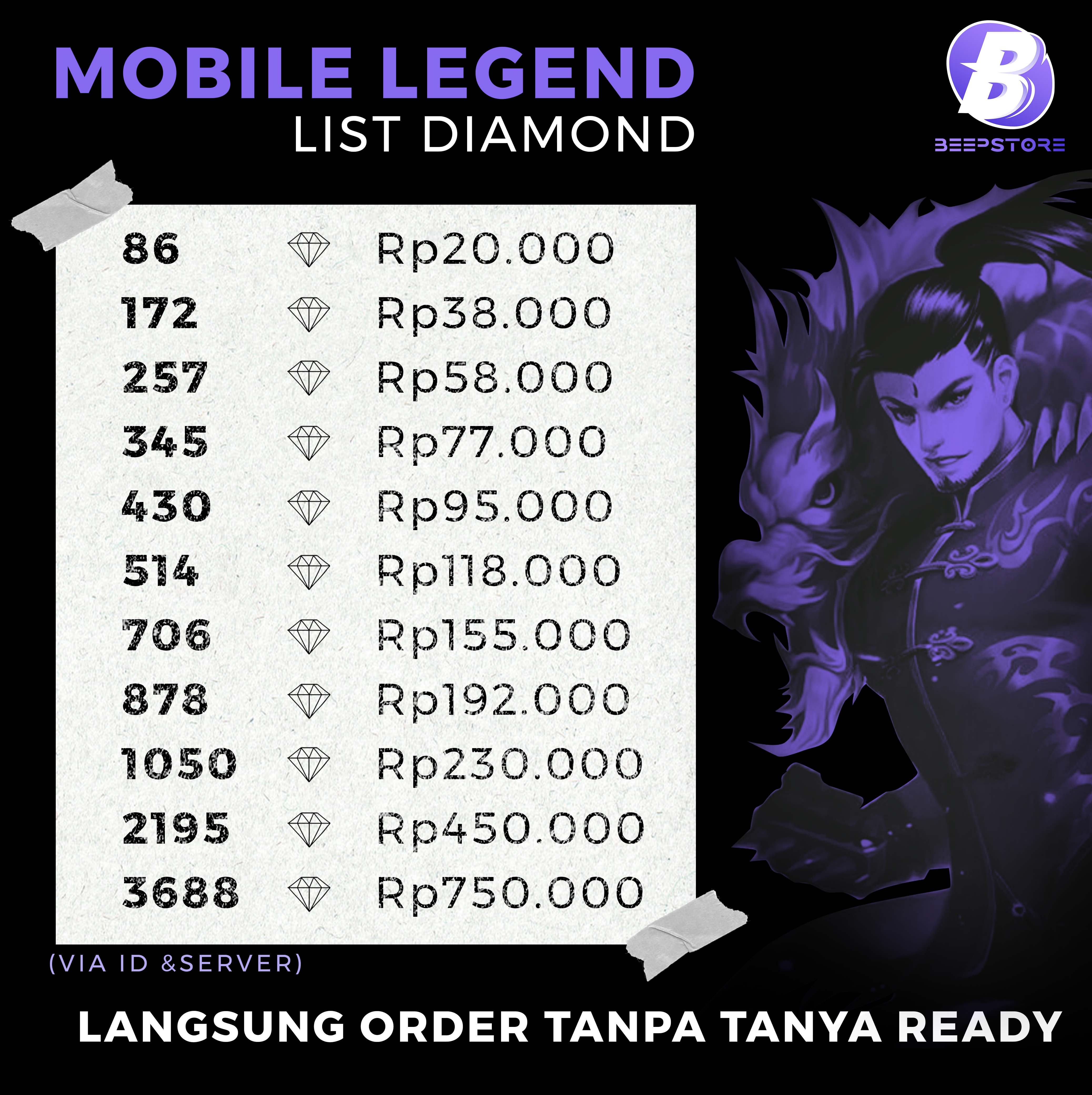 Jual 706 Diamonds Mobile Legends Beep store | VCGamers