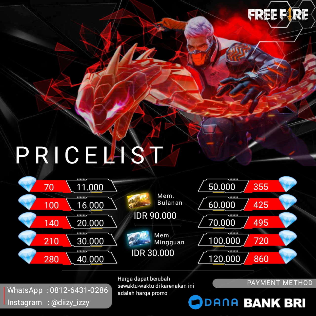 Jual 355 Diamonds Free Fire Diizy Store | VCGamers