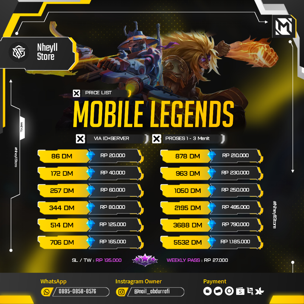 Jual 172 DM MLBB Mobile Legends Nheyll Store | VCGamers