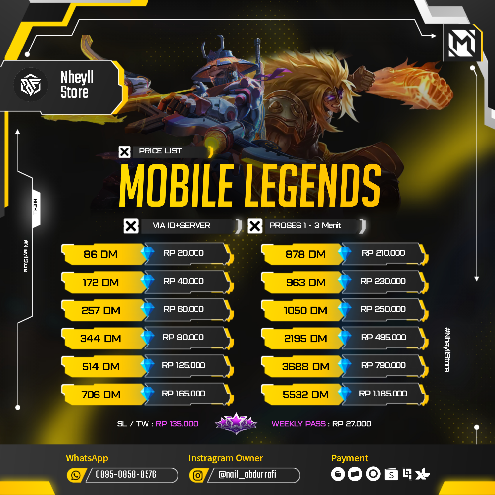 Jual 257 DM MLBB Mobile Legends Nheyll Store | VCGamers