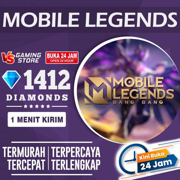 Jual 1412 Diamonds Mobile Legends Koin Topup | VCGamers