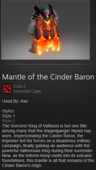 Jual Mantle of the Cinder Baron DOTA 2 Gamers Paradise | VCGamers