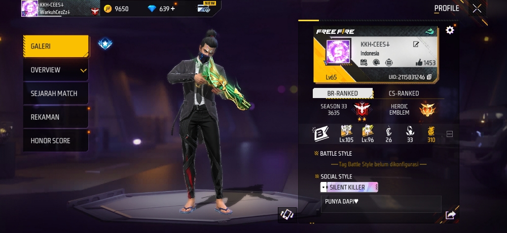 Jual Rank Diamond Free Fire Rendy_Store | VCGamers