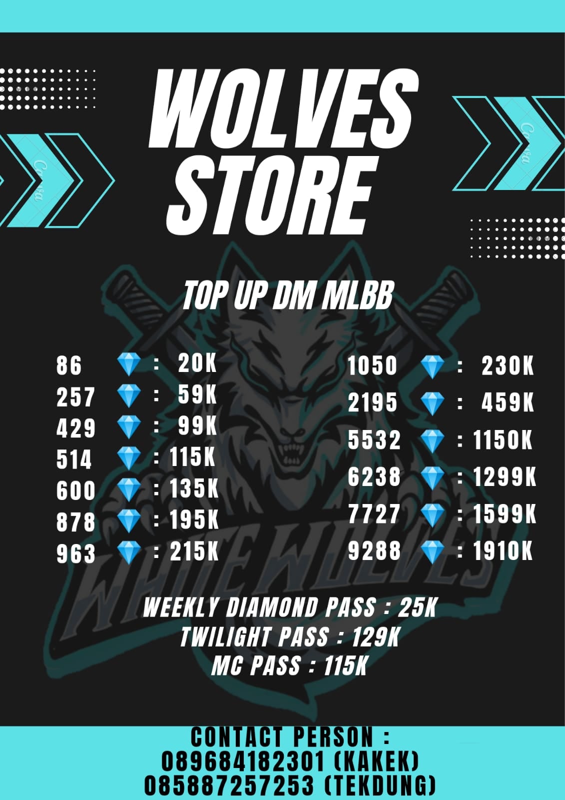 Jual Weekly Diamond Pass Mobile Legends Wolves | VCGamers