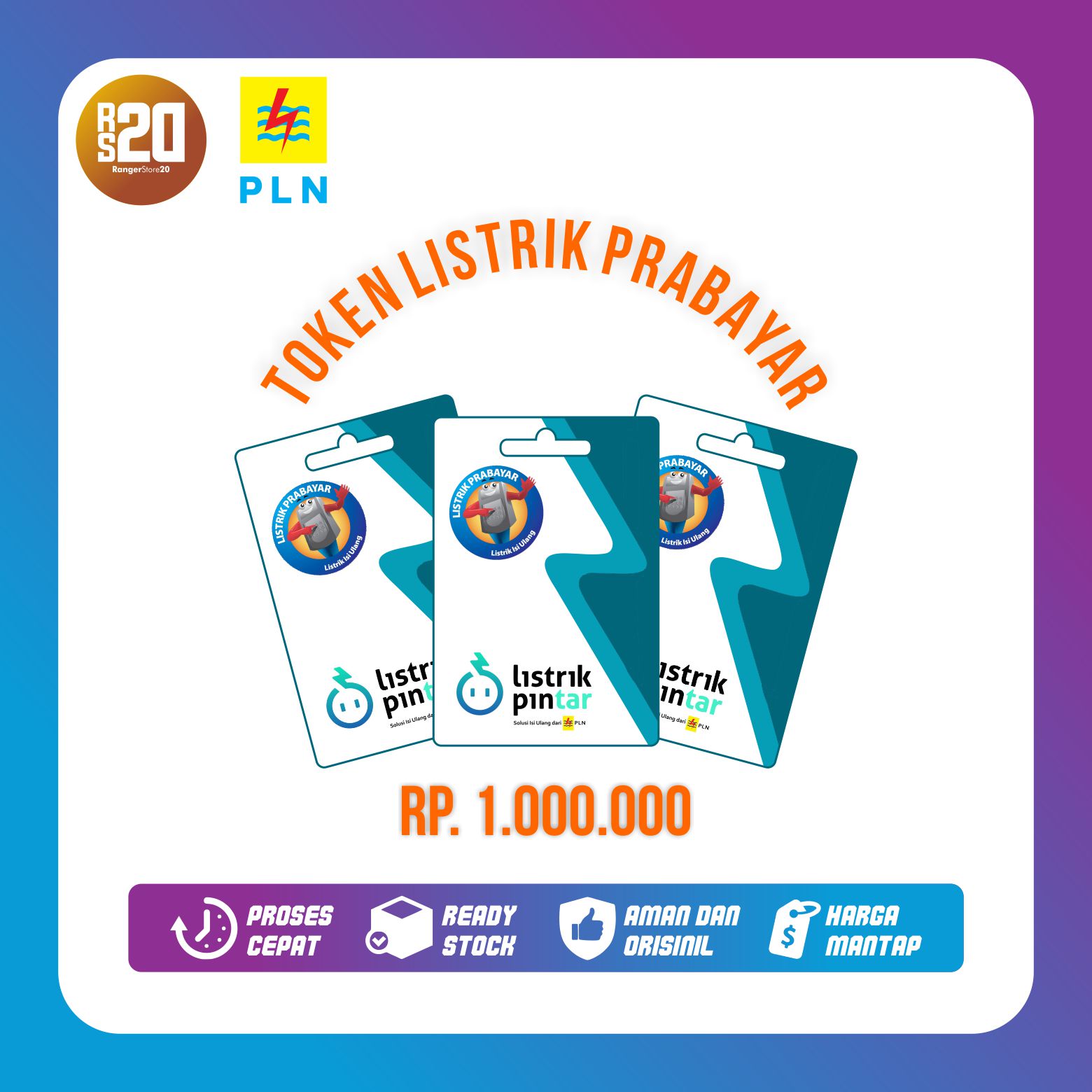 Jual Token Listrik 1.000.000 Token PLN RANGERSTORE20 | VCGamers