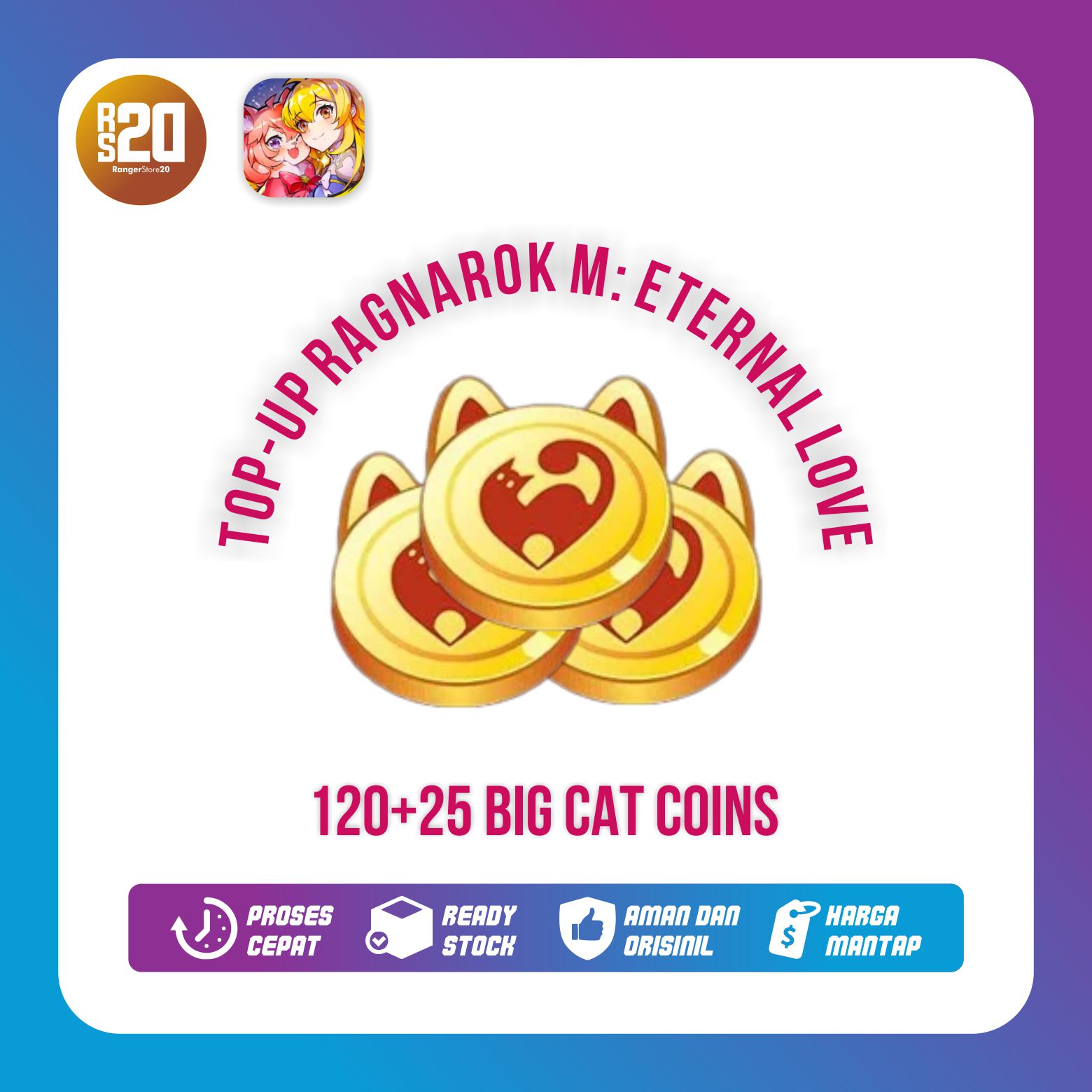 Jual 120 Big Cat Coin Ragnarok M Eternal Love RANGERSTORE20 | VCGamers