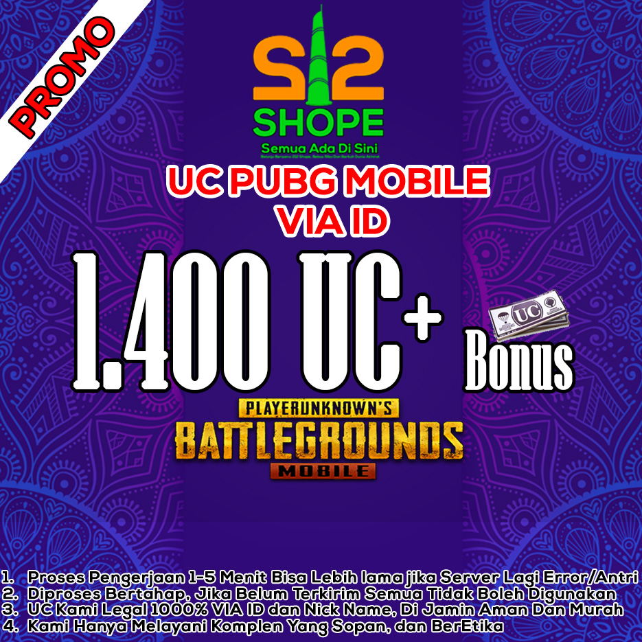Jual 1400 UC PUBG Mobile 212 SHOPE | VCGamers