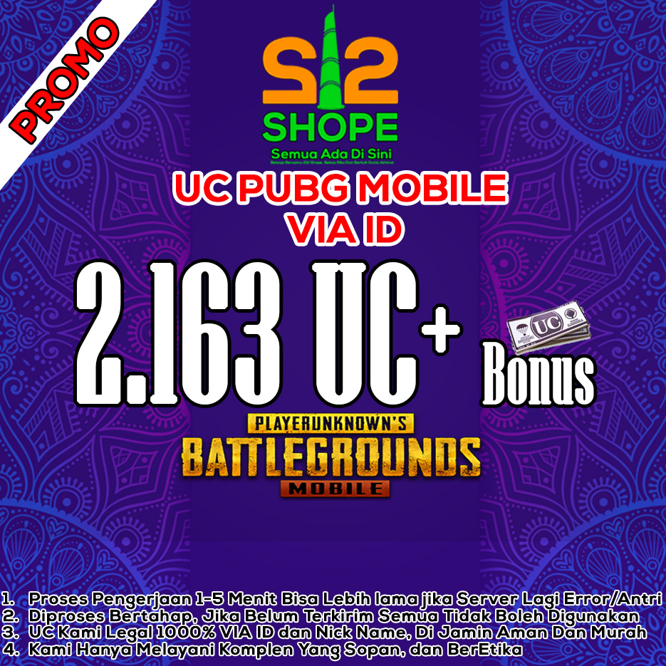 Jual 2163 UC PUBG Mobile 212 SHOPE | VCGamers