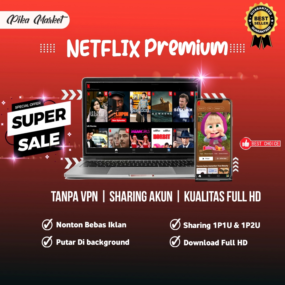 Jual SHARING 1 HARI Netflix PIKA.TOPUP | VCGamers