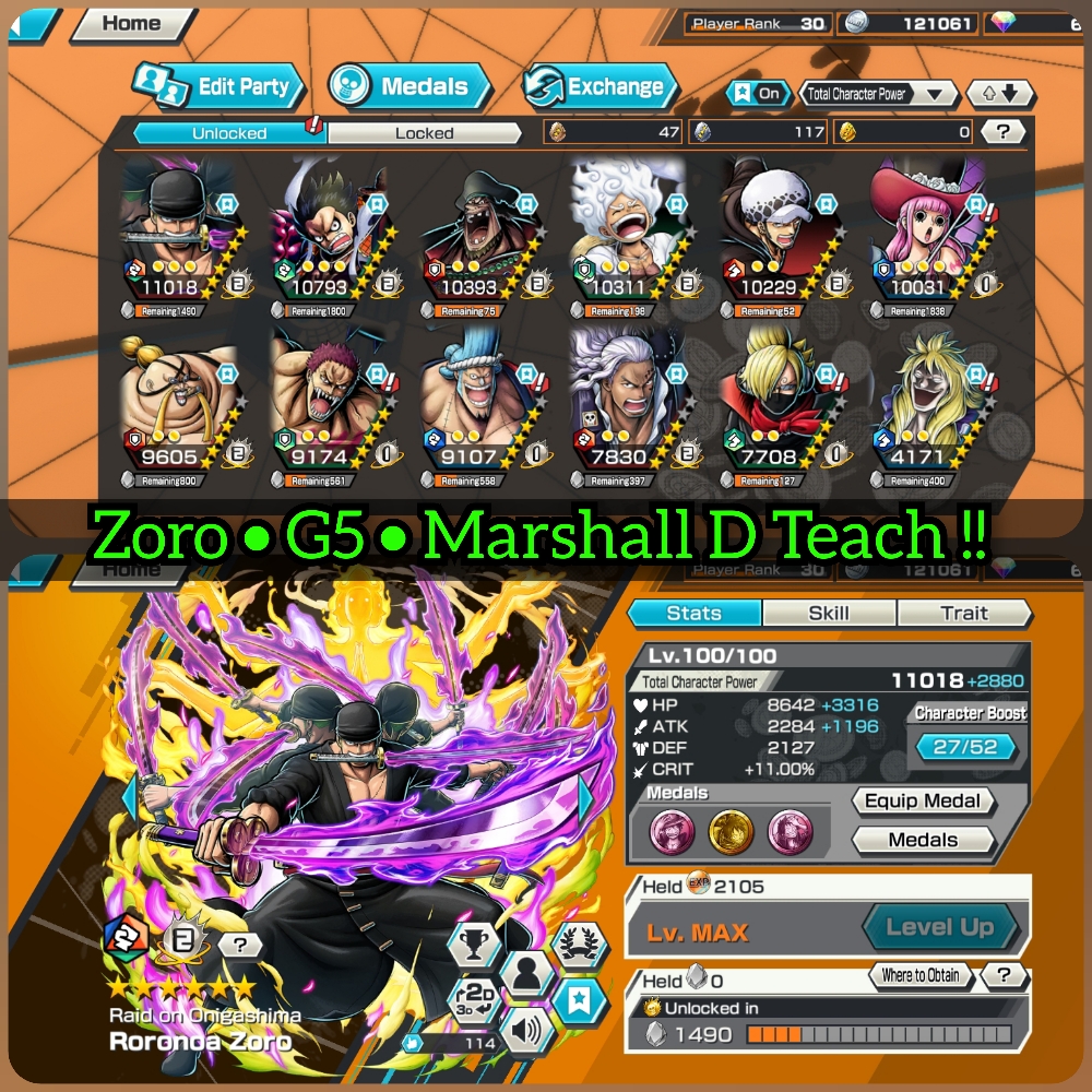 Jual Zoro Max ft BB & Nika One Piece Bounty Rush Zexed_Mart | VCGamers