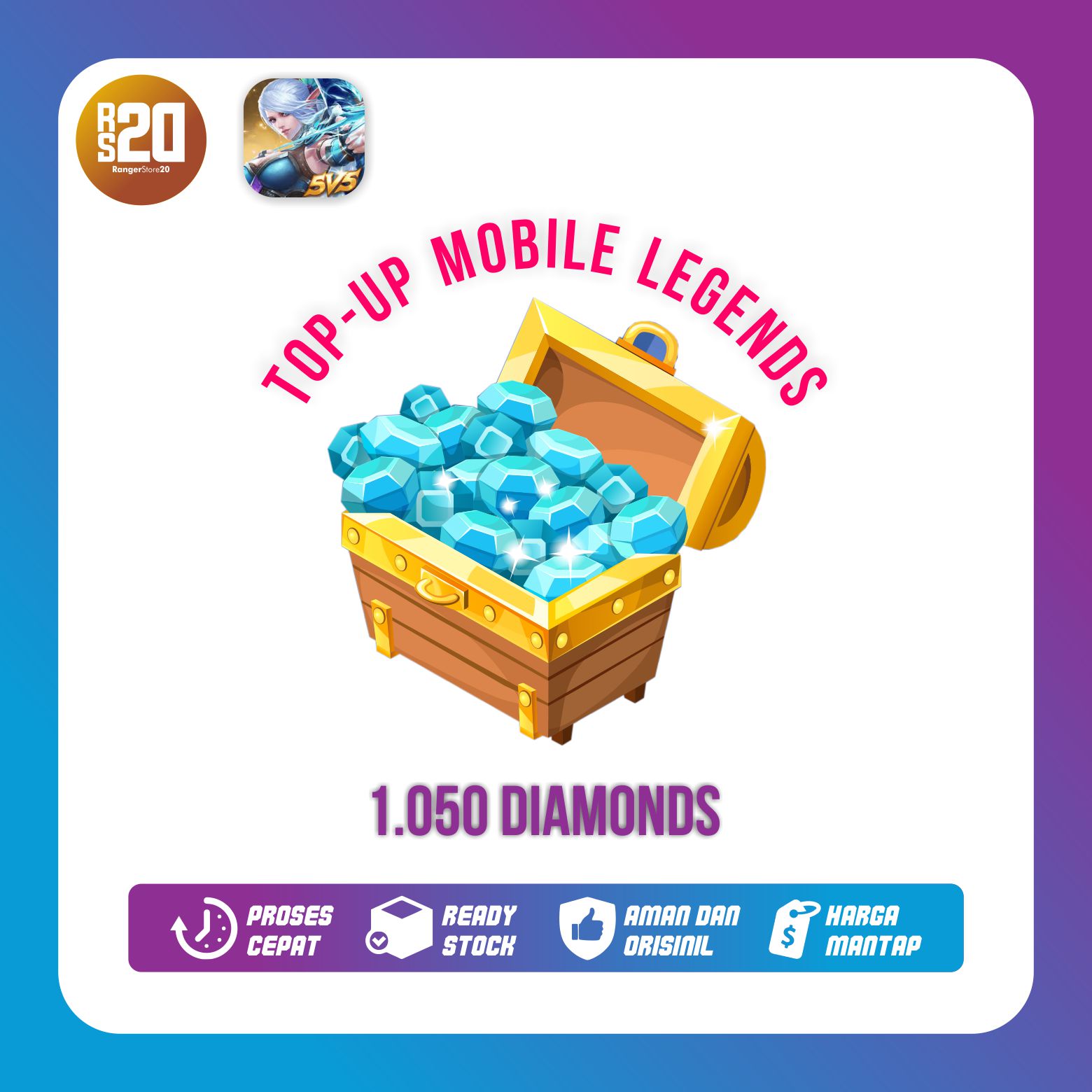 Jual 1050 Diamonds Mobile Legends RANGERSTORE20 | VCGamers