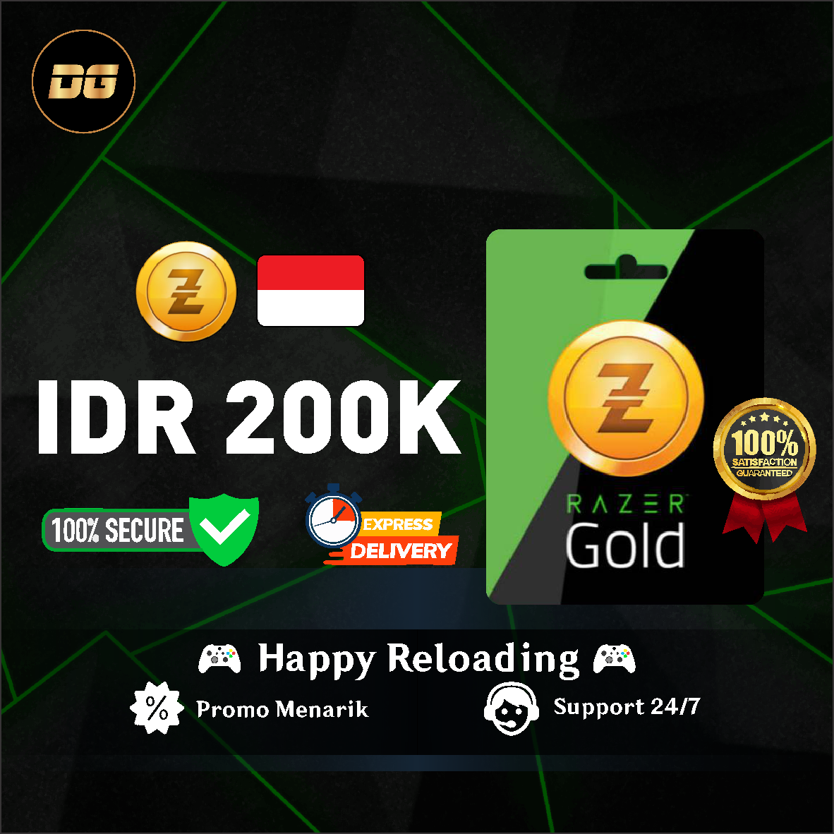 Jual IDR 200.000 Razer Gold PIN degamingstore | VCGamers