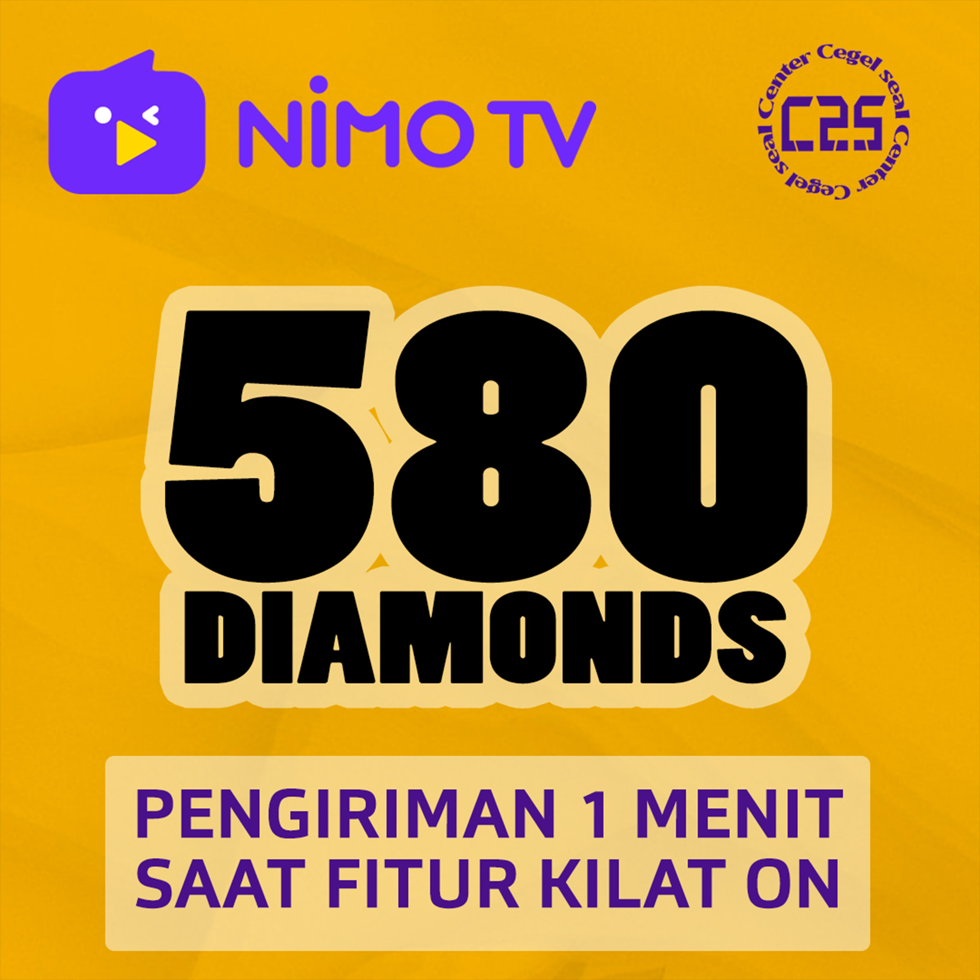 Jual 580 Diamonds Nimo TV Center Cegel Seal | VCGamers