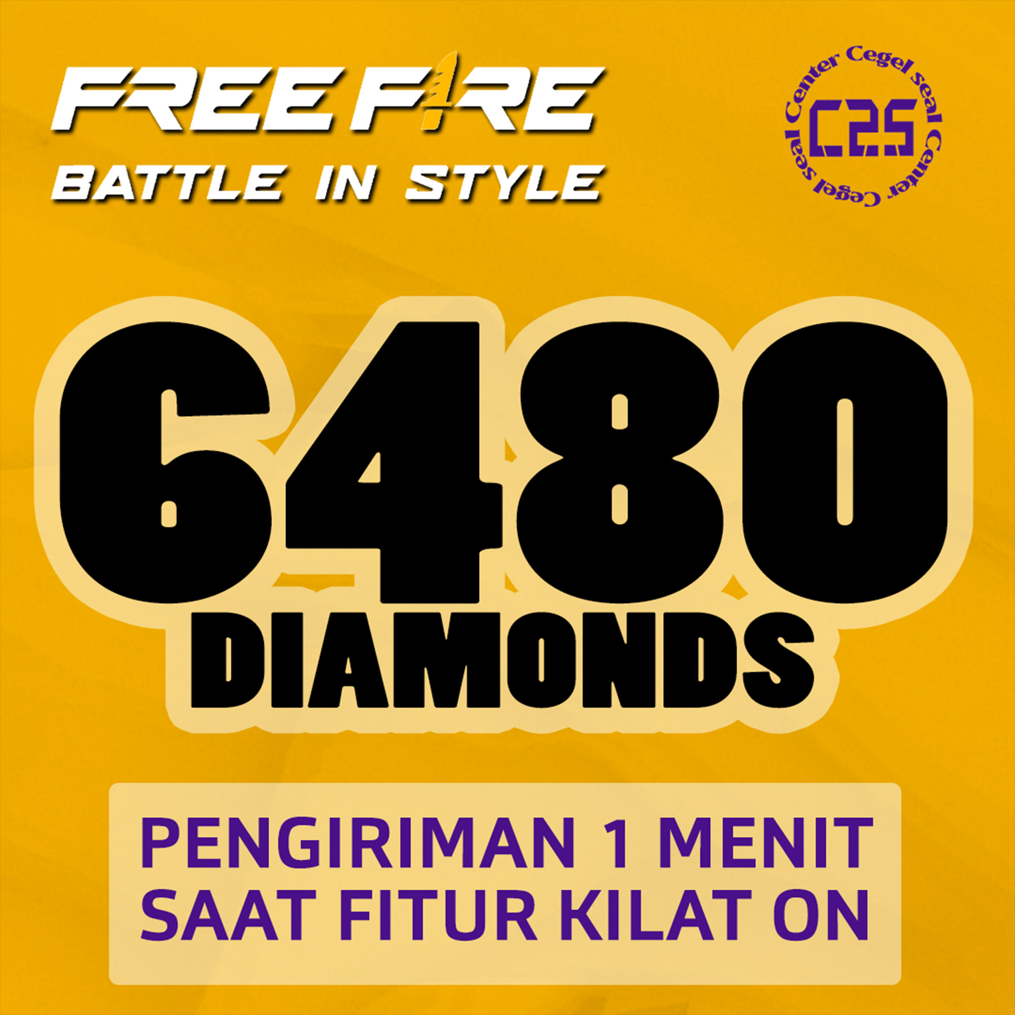Jual 6.480 Diamonds Free Fire Center Cegel Seal | VCGamers
