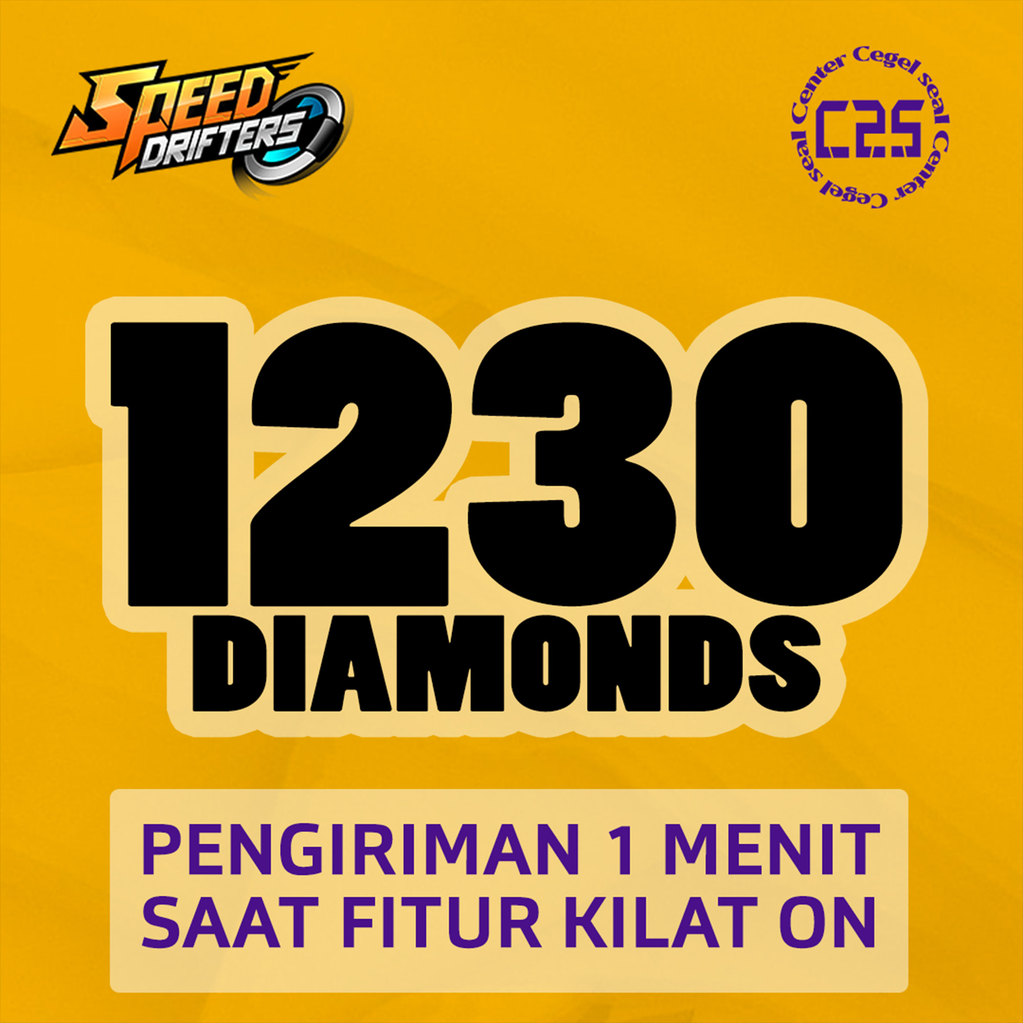Jual 1.230 Diamonds Garena Speed Drifters Center Cegel Seal | VCGamers