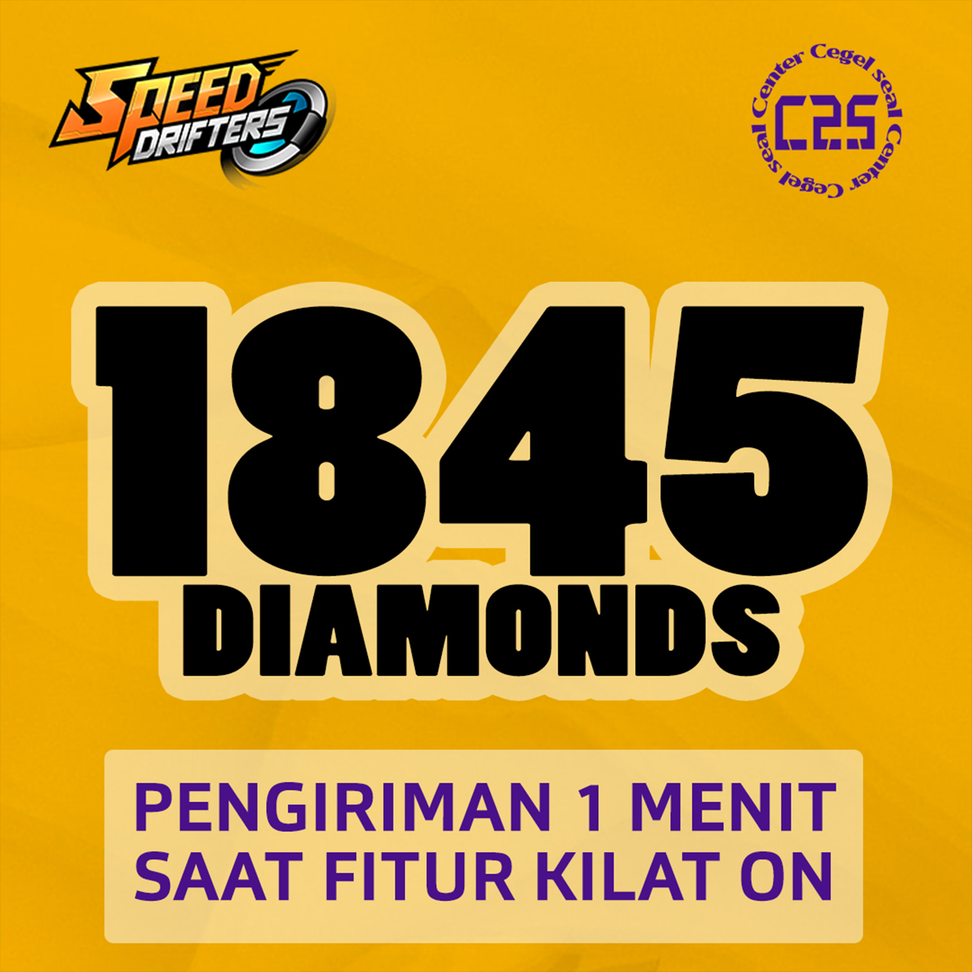 Jual 1.845 Diamonds Garena Speed Drifters Center Cegel Seal | VCGamers