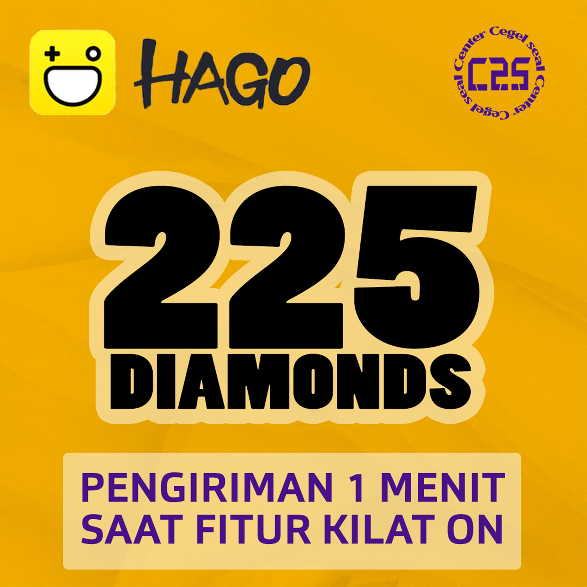 Jual 225 Diamonds - Hago Hago Center Cegel Seal | VCGamers