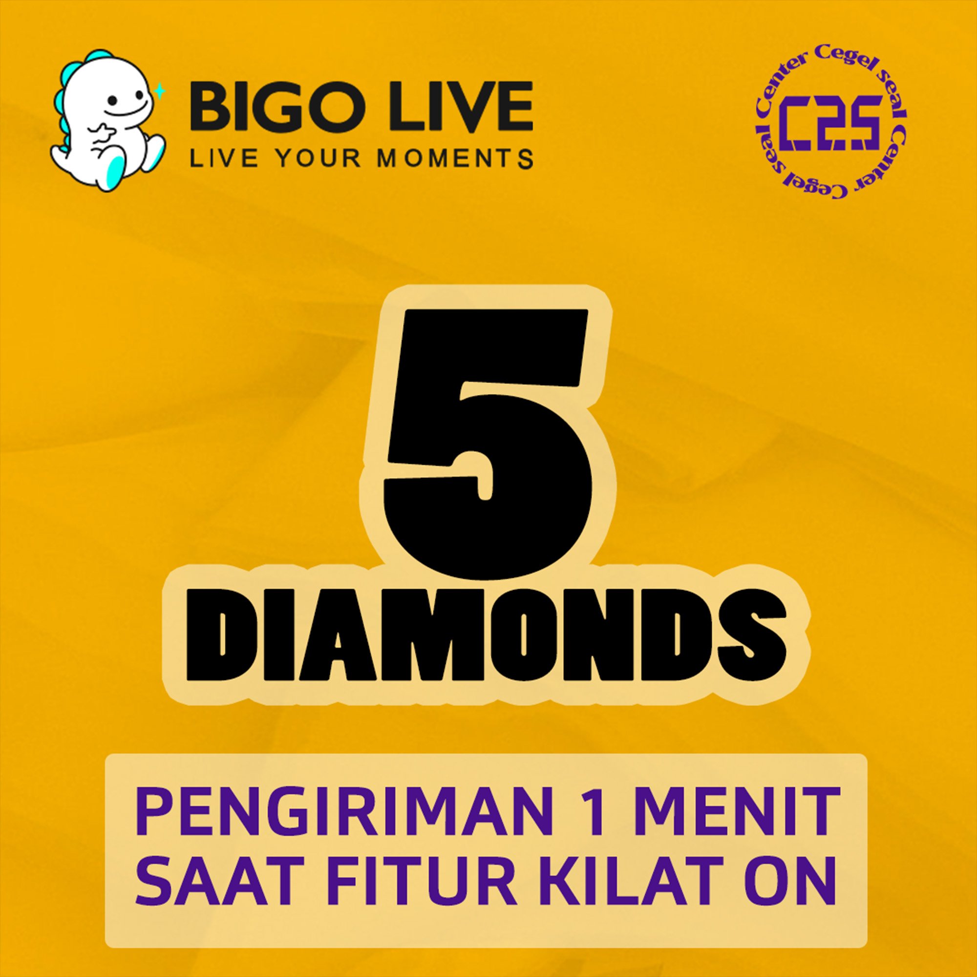 Jual 5 Diamonds Bigo Live Center Cegel Seal | VCGamers