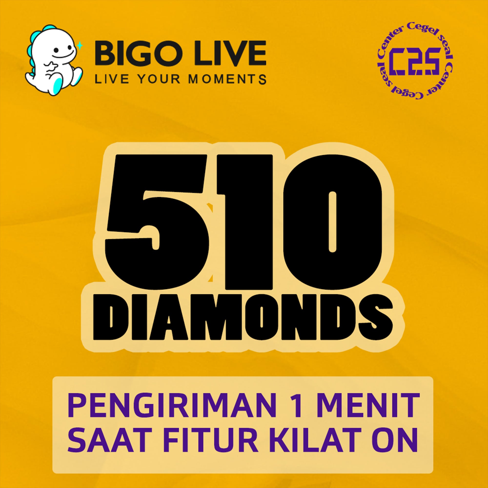 Jual 510 Diamonds Bigo Live Center Cegel Seal | VCGamers