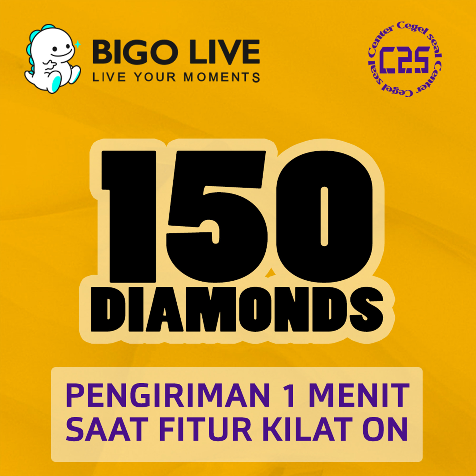 Jual 150 Diamonds Bigo Live Center Cegel Seal | VCGamers