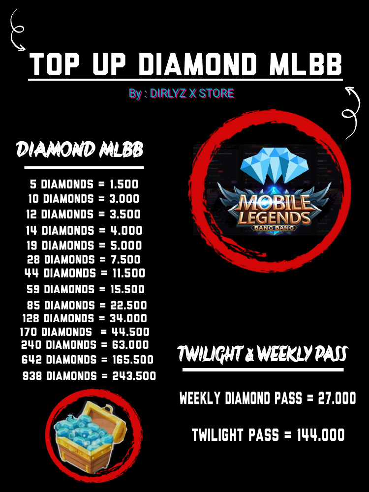 Jual DIAMOND/BERLIAN MOBILE LEGEND  Mobile Legends DirlyzXstore | VCGamers