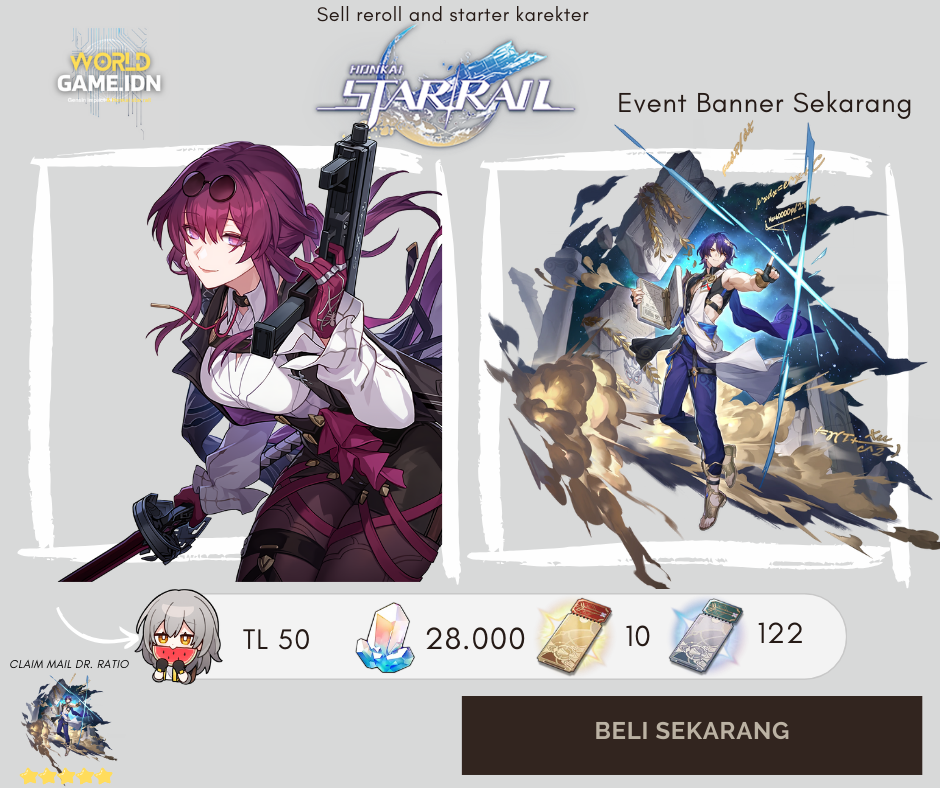 Jual [Asia] Reroll HSR 28K Stellar jade Mc Female Tl 50 Ticket emas 10 Ticket Perak 122 [Ex Tool] Safe Anti HB  Genshin Impact worldgame.idn | VCGamers